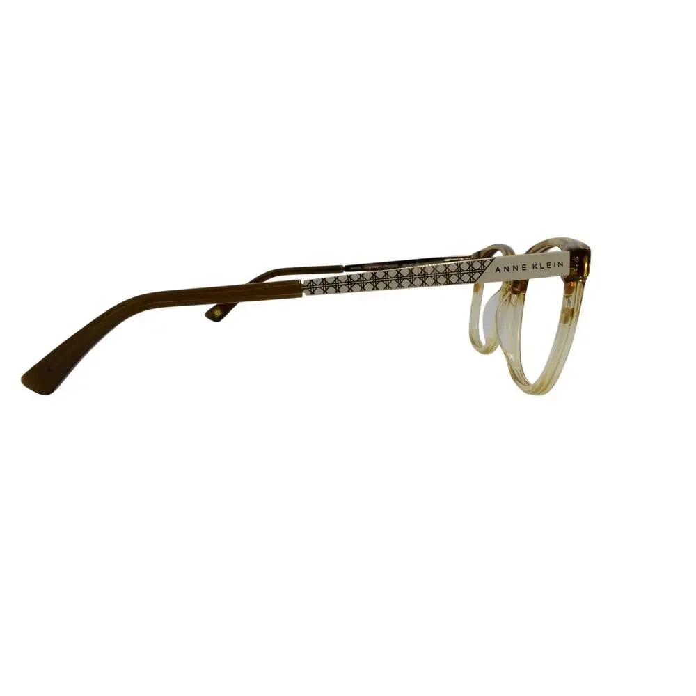 Anne Klein Translucent Honey Amber Round Acetate Glasses